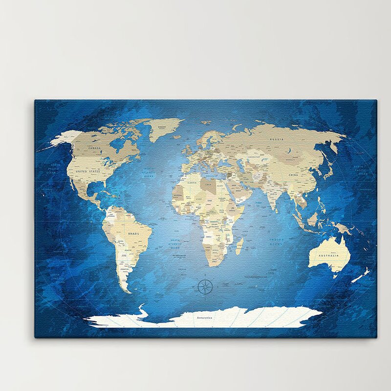LanaKK World Map Framed Graphic Art Print Poster In