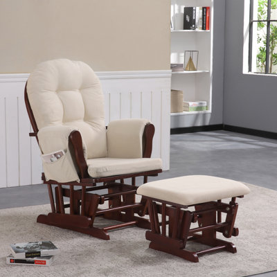 Latifah Glider with Ottoman Harriet Bee Upholstery ColorFrame Color EspressoBeige