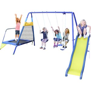 Almansor Metal Trampoline/Slide and Swing Set