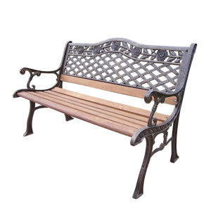 Tea Rose Wood and Cast Iron Park Bench