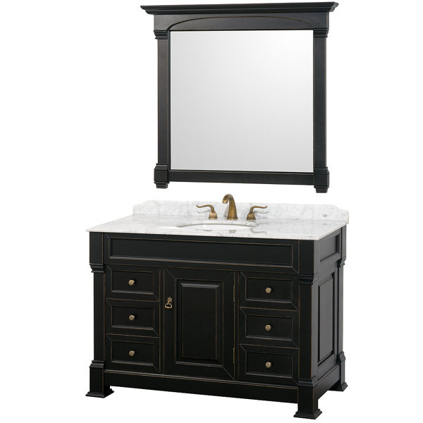 Andover 48 Single Antique Black Bathroom Vanity Set with Mirror by Wyndham Collection