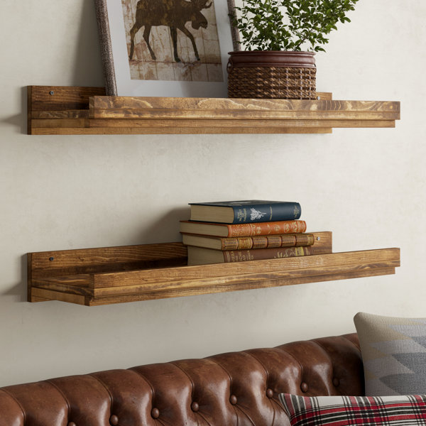 brown floating bathroom shelves