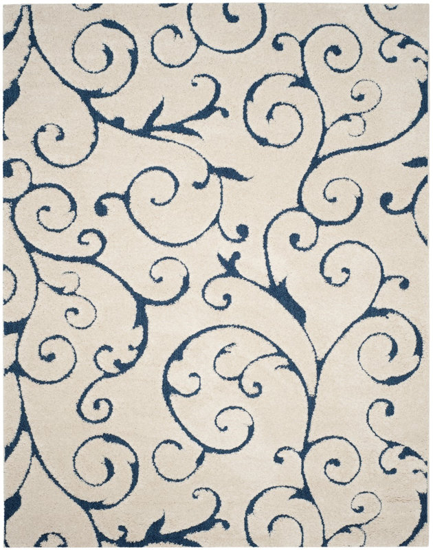 Alison Cream/Navy Blue Area Rug & Reviews Birch Lane