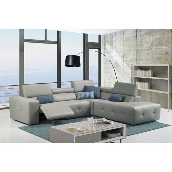 Lowenstein Right Hand Facing Leather Reclining Sectional By Orren Ellis