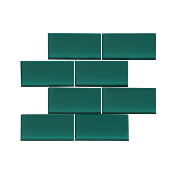 Premium Series 3 x 6 Glass Subway Tile in Glossy Dark Teal by WS Tiles