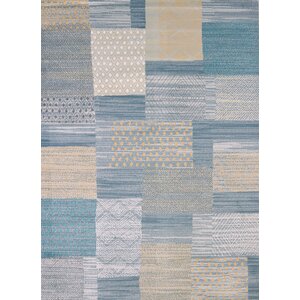 Modern Texture Applique Blue Area Rug