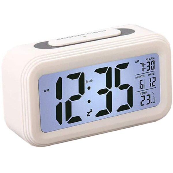 LED Digital Blue Backlight Temperature Calendar Snooze Alarm Clock Night Light 