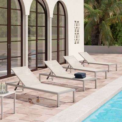 Orren Ellis Faizan Aluminum Frame Chaise Lounge Reviews Wayfair Durbin Mesh Chaise Lounge Set Of 4