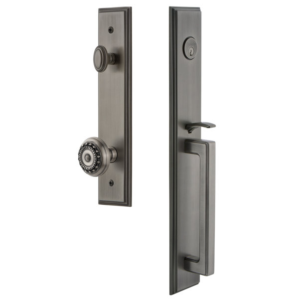 Carré D Grip Single Cylinder Handleset with Parthenon Interior Knob by Grandeur