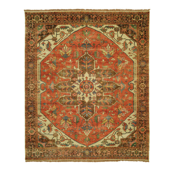 Jules Serapi Kashan Gold/Terracotta Area Rug by Shalom Brothers