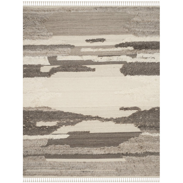 Lurdes Hand-Knotted Ivory/Gray Area Rug by 17 Stories