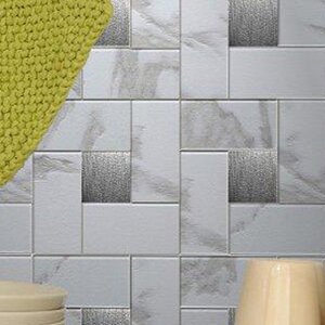 12'' x 12'' Metal Peel & Stick Mosaic Tile in Faux White Marble
