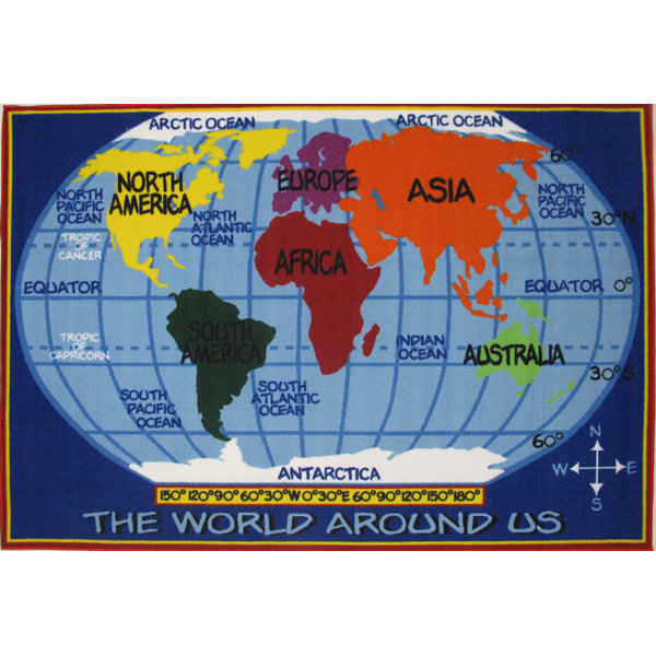 Zoomie Kids Corina World Map Classroom Area Rug Reviews Wayfair