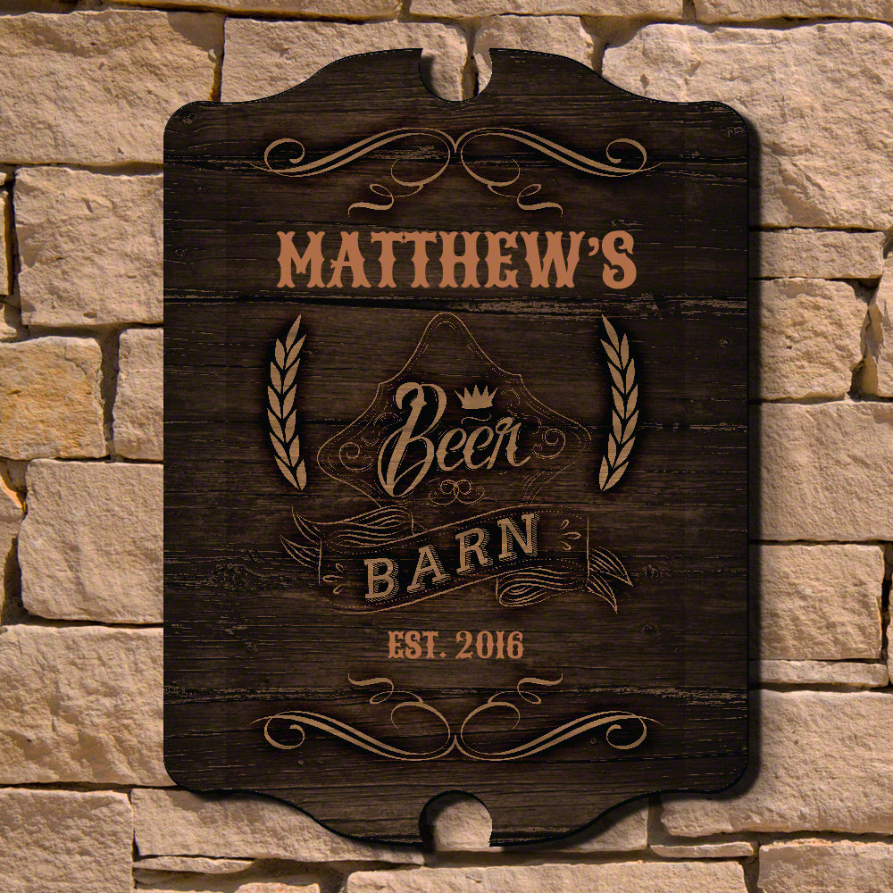 Home Wet Bar Beer Barn Personalized Wood Sign Wall Decor Wayfair