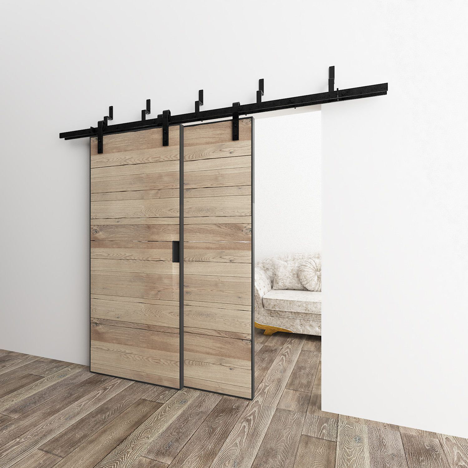 Homacer Classic Bypass Barn Door Hardware Kit Reviews Wayfair