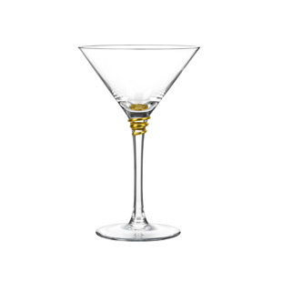 Clear Base 7.5/" Tall Holds 8 oz Decorative Stem Amber Martini Glass