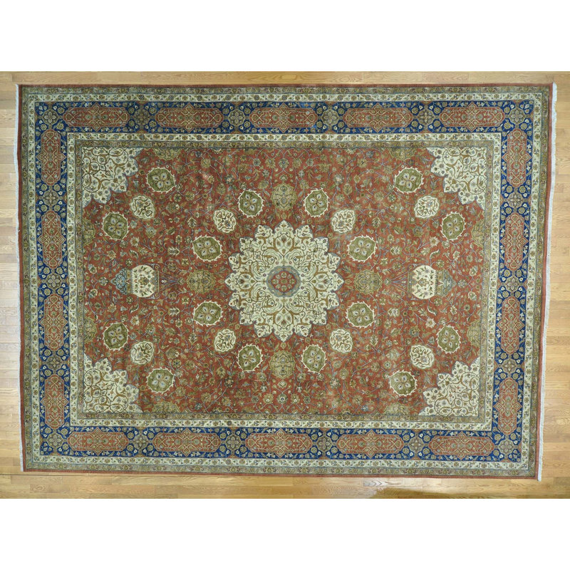Isabelline One Of A Kind Beason Hand Knotted Red Green 12 X 16 Wool Area Rug Wayfair