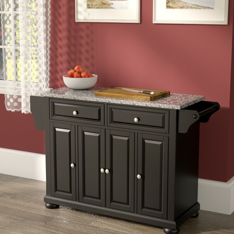 Three Posts Hedon Kitchen Island With Granite Top Reviews Wayfair