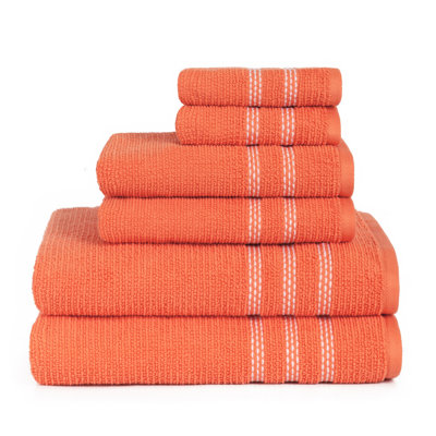 Boehm 100% Cotton Manor Jackson 6 Piece Bath Towel Set Breakwater Bay Color: Fusion Coral