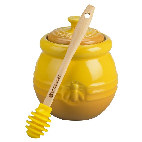 Stoneware Honey Pot with Silicon Honey Dipper by Le Creuset