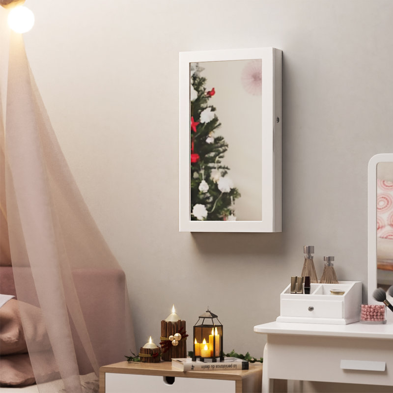 Ebern Designs Karmakar Wall Mounted Jewelry Armoire With Mirror