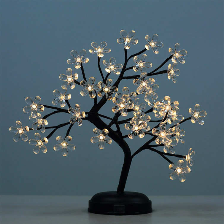 The Holiday Aisle® Crystal Flower Bonsai Tree 36 Light LED Battery Lighted Tree &amp; Reviews | Wayfair