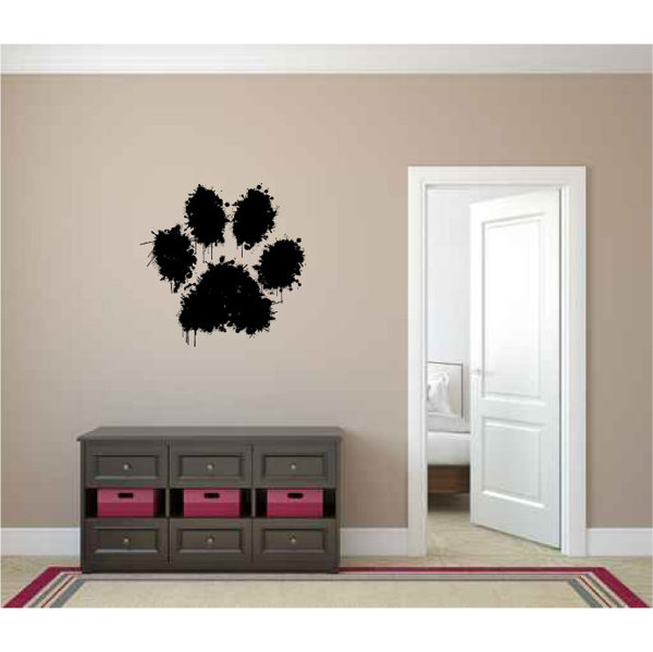 3 sheets total of 66 pieces DOG CAT VINYL WALL DECAL STICKER BLACK PAW PRINTS