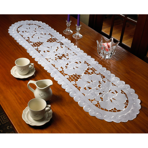 Solano Embroidered Cutwork Lace Table Runner by Lark Manor
