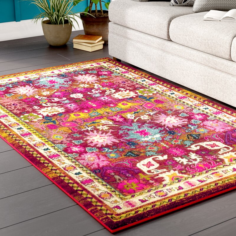 Bungalow Rose Glencoe Floral Pink Area Rug