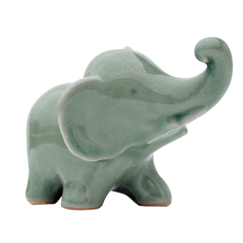 Trunk up Celadon Elephtant Figurine