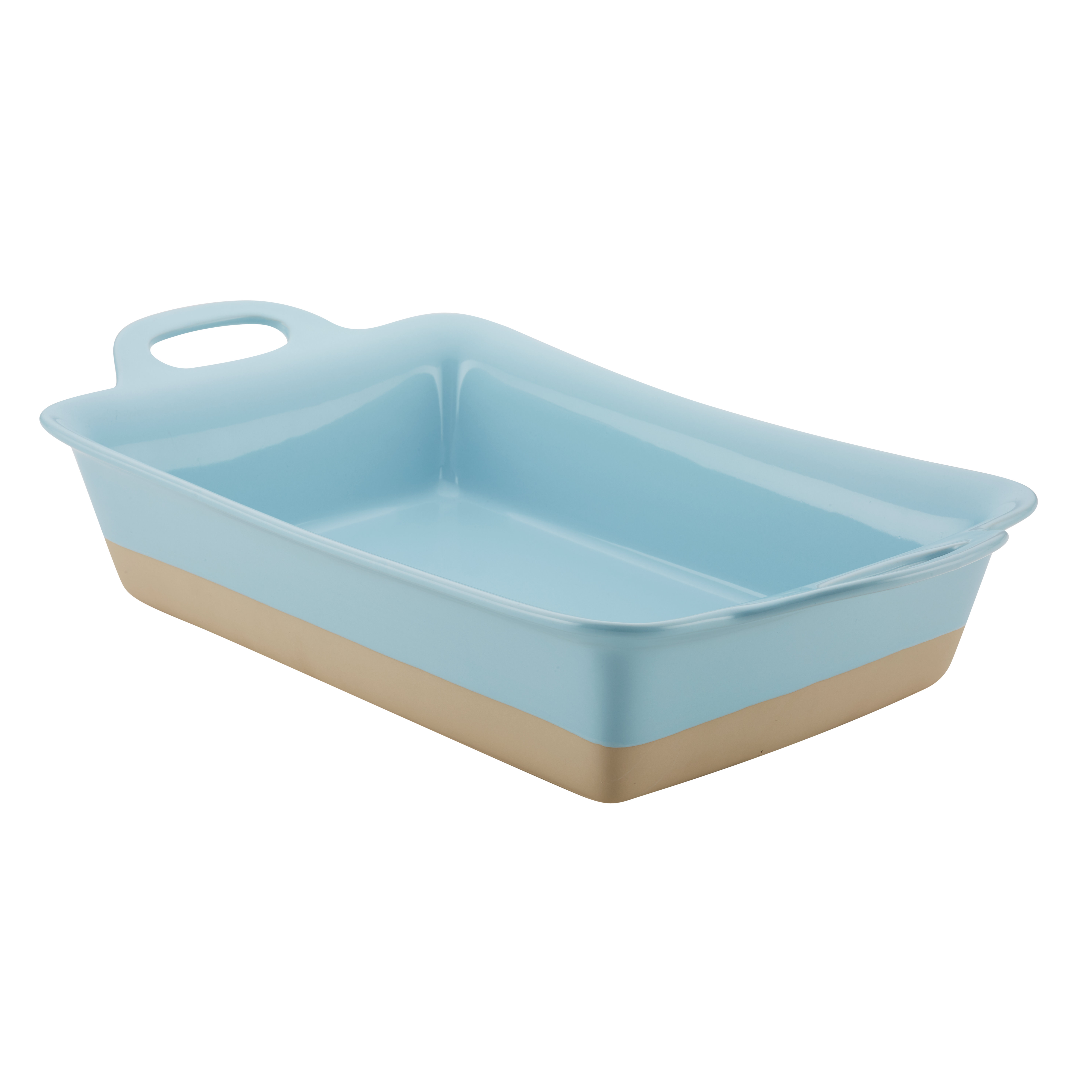 Rachael Ray Solid Glaze Ceramics Au Gratin Bakeware // Baker Set Oval Light Blue 2 Piece