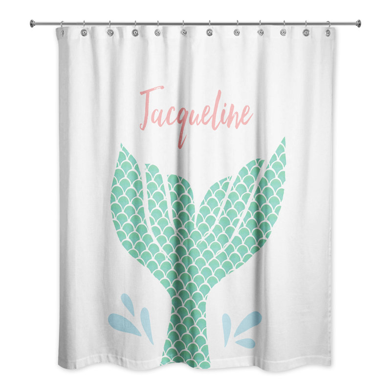 Zoomie Kids Jena Personalized Mermaid Tail Shower Curtain Zoomie Kids Jena Personalized Mermaid Tail Shower Curtain