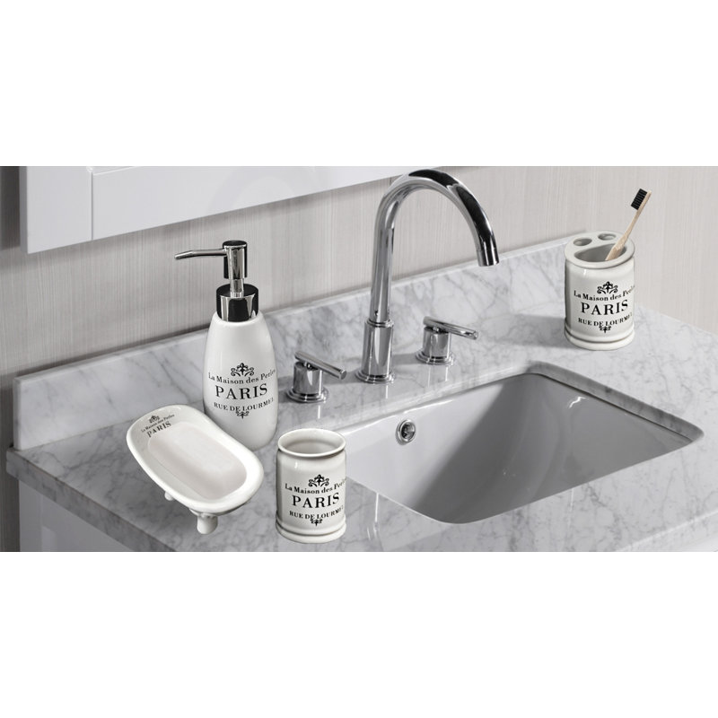 One Allium Way Katniss Paris Ceramic 4 Piece Bathroom Accessories One Allium Way Katniss Paris Ceramic 4