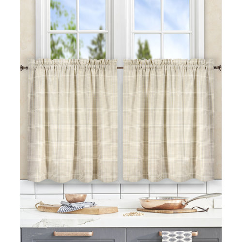 Charlton Home Marez Plaid Cotton Tailored Tier Cafe Curtain