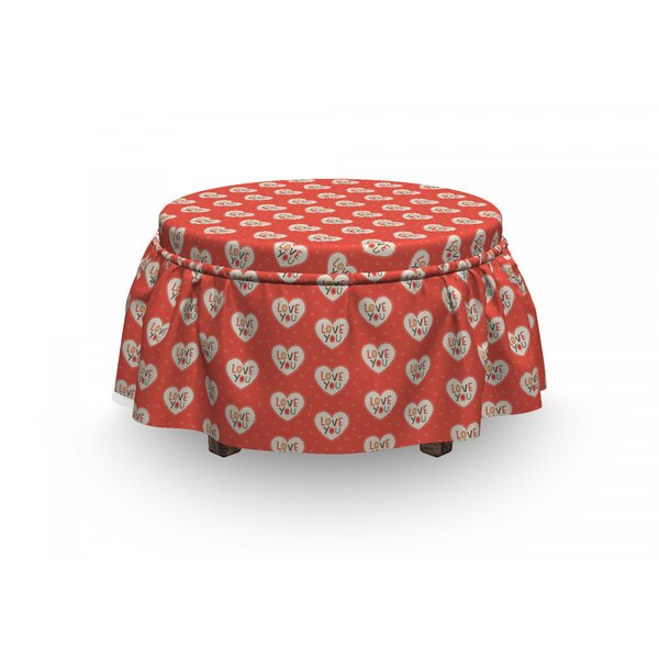 Love Hipster Hearts Valentines 2 Piece Box Cushion Ottoman Slipcover Set By East Urban Home