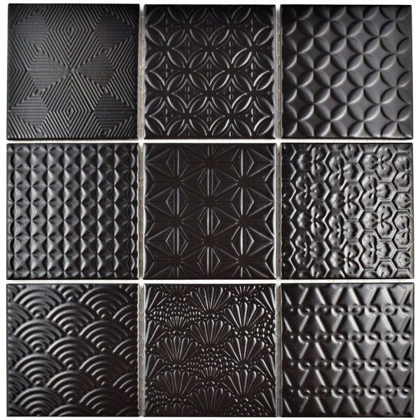 Vigor 3.88 x 3.88 Porcelain Mosaic Tile in Black by EliteTile