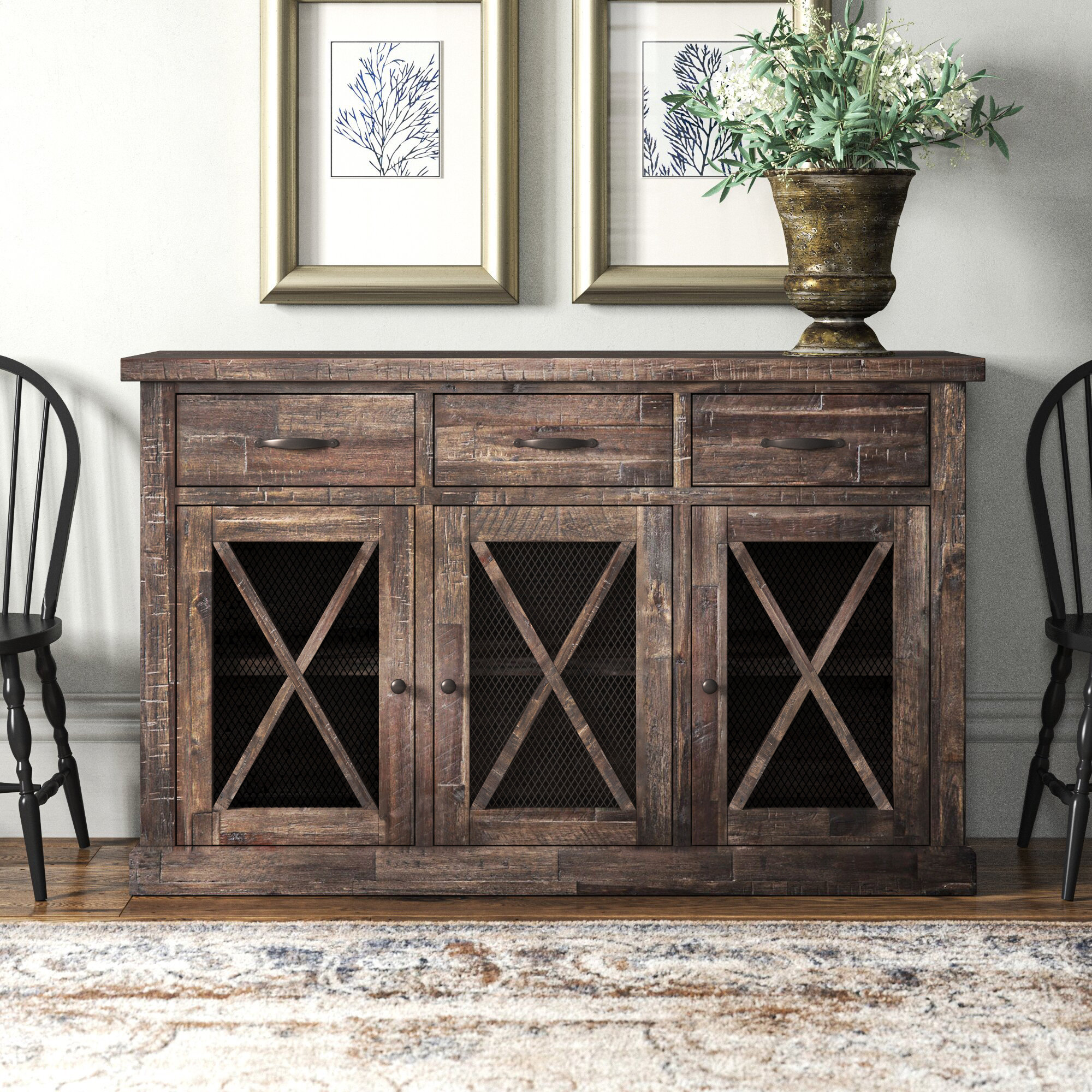 Birch Lane Fahey 58 Wide 3 Drawer Acacia Wood Sideboard Reviews Wayfair