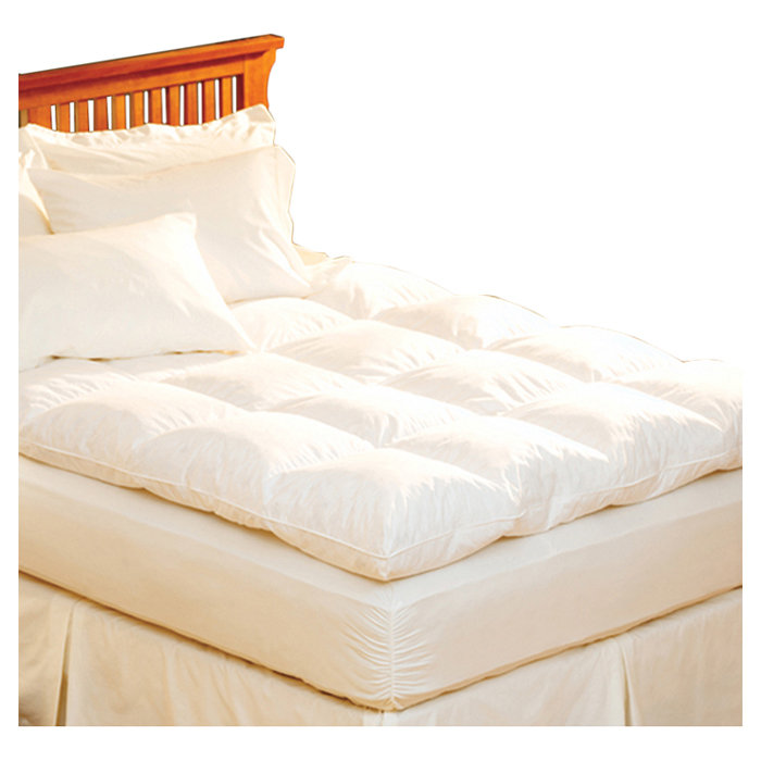 Twin X-Long Simple Comforts Feather and Down Mattress Pad with Anchor Band Security Straps White