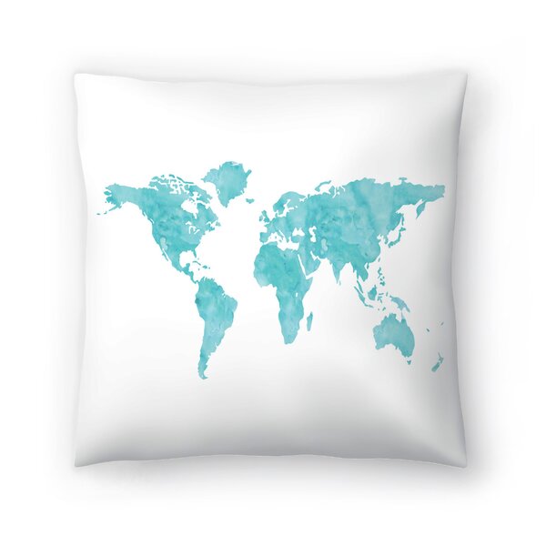 East Urban Home World Map Wc Blue Throw Pillow Wayfair