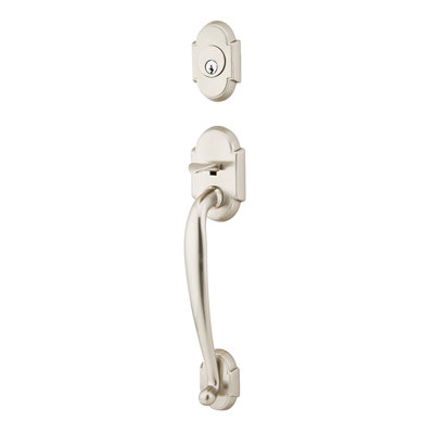 Nashville Double Cylinder Handleset Emtek Finish Satin Nickel Interior KnobLever Type Basel Lever Handle Orientation Left Handed