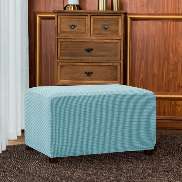 Jacquard Spandex Stretch Box Cushion Ottoman Slipcover By Ebern Designs