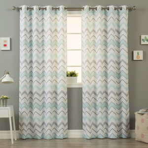 Sasha Chevron Semi-Sheer Thermal Grommet Curtain Panels (Set of 2)