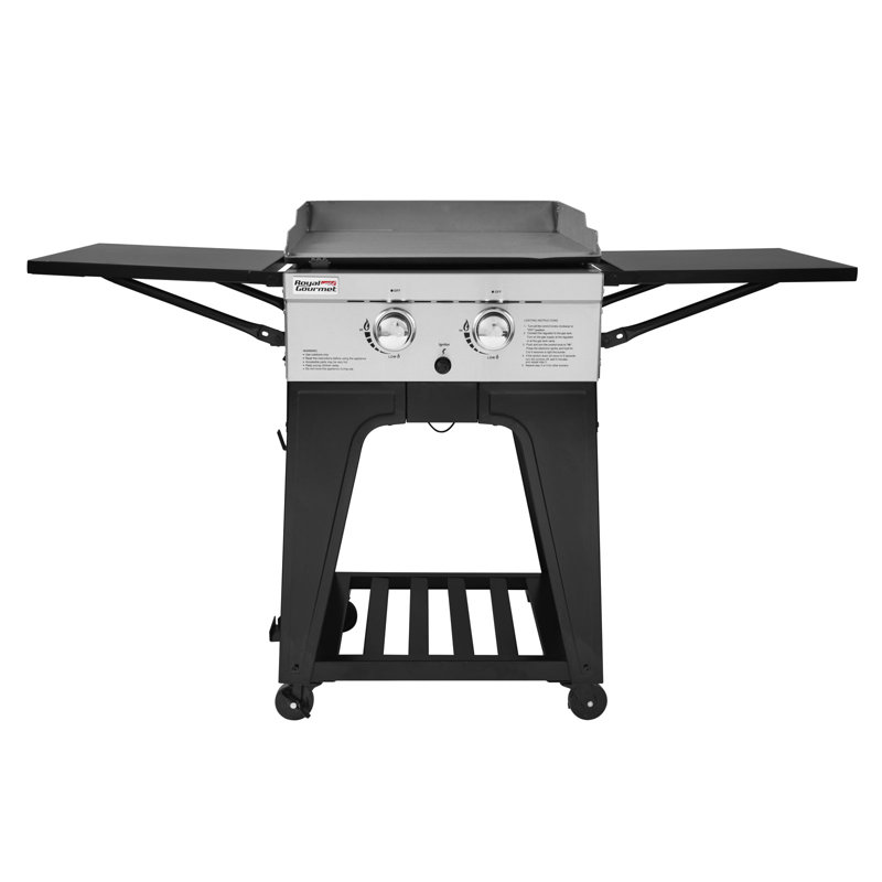 Royal Gourmet 2Burner Flat Top Propane Gas Grill with Side Table