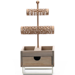 Mat Gold Metal Rack Jewelry with Bird Decoration by Varick Gallery
