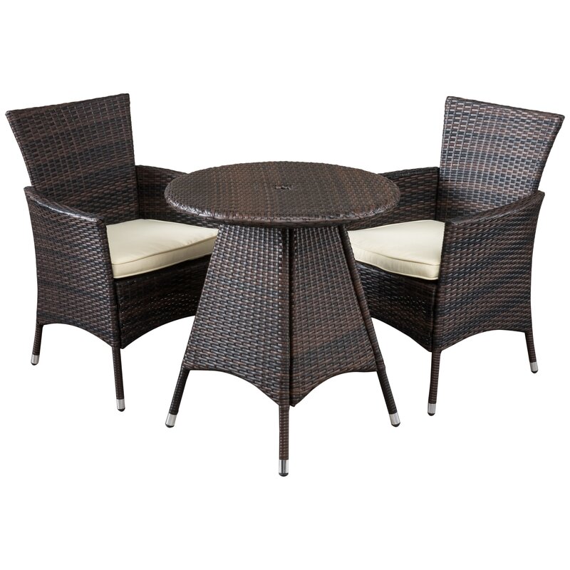 Mercury Row Betria 3 Piece Bistro Set with Cushions & Reviews | Wayfair