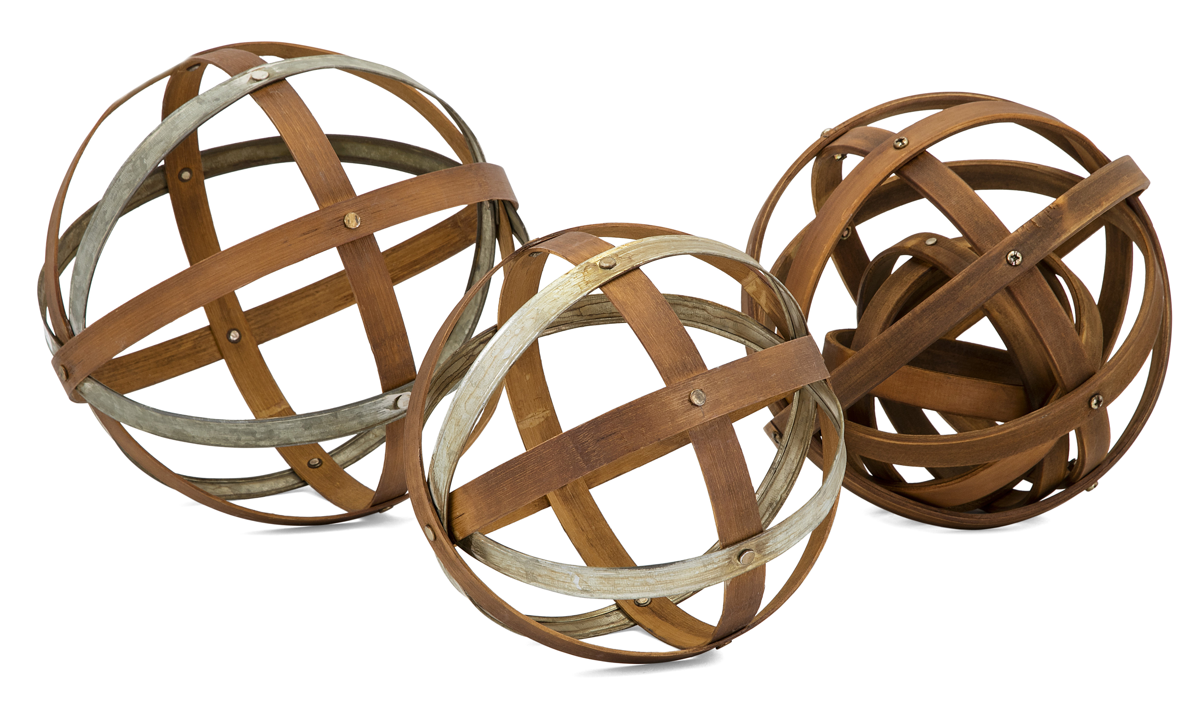 Wood And Metal Spheres 3 Piece Sculpture Set Allmodern