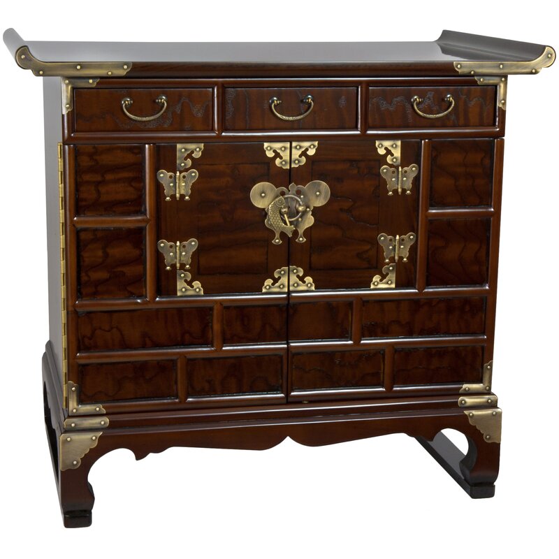 oriental furniture korean 3 drawer end table accent cabinet