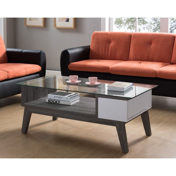 Lana Glass Coffee Table With Tray Top By George Oliver