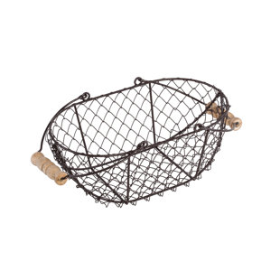 Wire Basket With Handle Wayfair Oval Wire Basket With Wooden Handles
