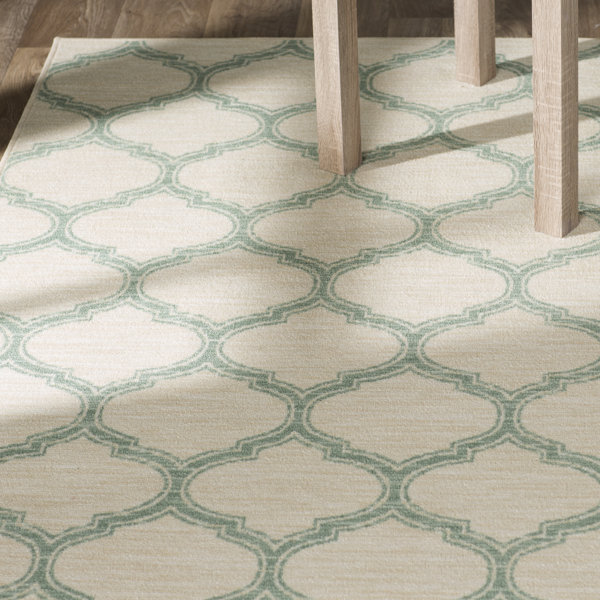 Newell Aqua/Cream Area Rug by Andover Mills